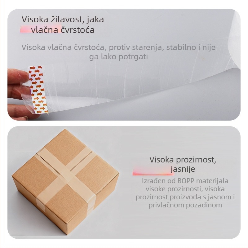 Prozirna kutijska traka za pakiranje, veliki valjak, snažan adheziv za zatvaranje kartona, za e-trgovinu i brzu dostavu