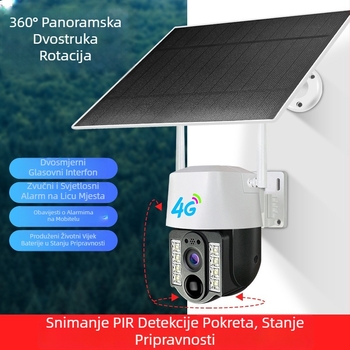 V380 4G vanjska solarna sigurnosna kamera, 360° vidno područje, Plug-and-Play, solarno napajanje