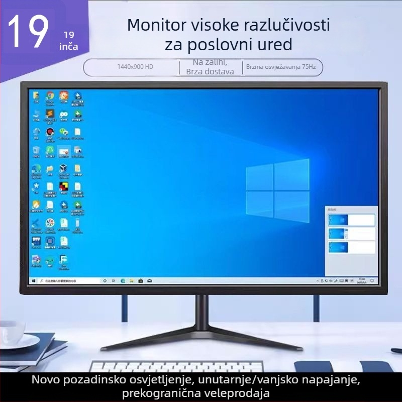 19-inčni kancelarijski LCD monitor, 1440×900, 75 Hz, 1080p, dizajn zaslona