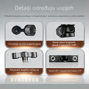 Višenamjenski aluminijski magični držač s 1/4-inč navojem za monitor, rasvjetu i mikrofon – fotografska oprema