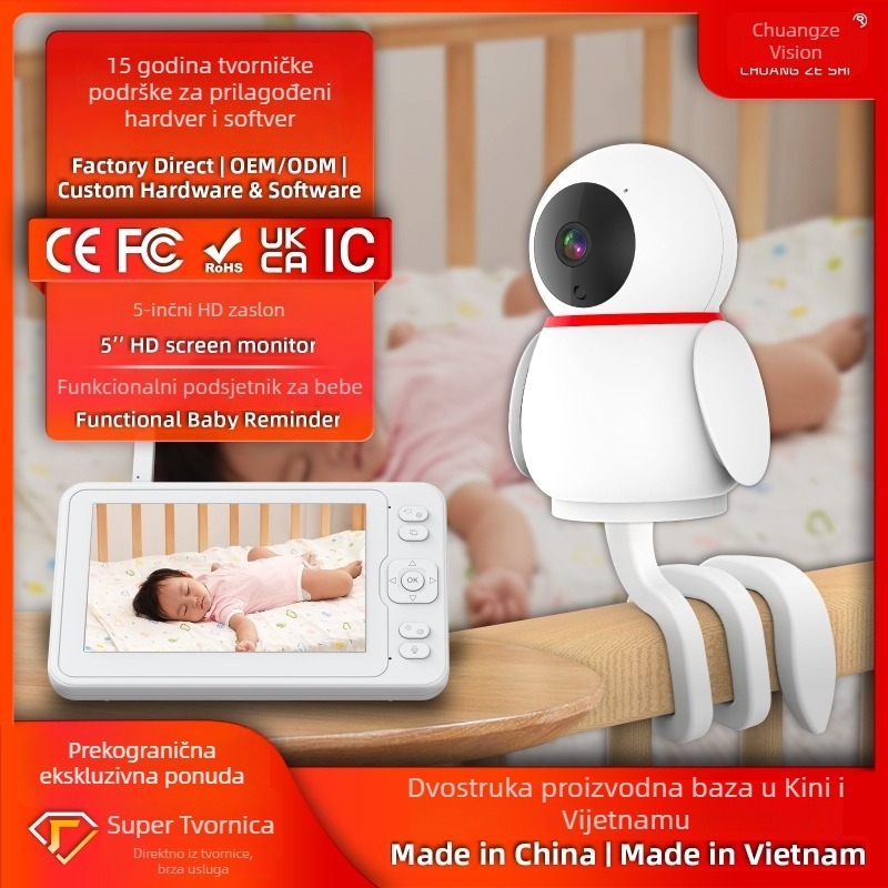 Create Vision 5-inčni LCD monitor za bebe, HD pametna nadzorna kamera