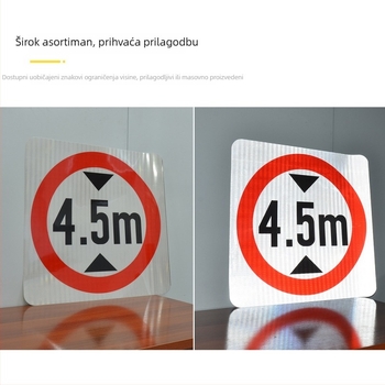 Znakovi ograničenja visine i širine s reflektirajućom folijom za vozila, promet i sigurnost od požara