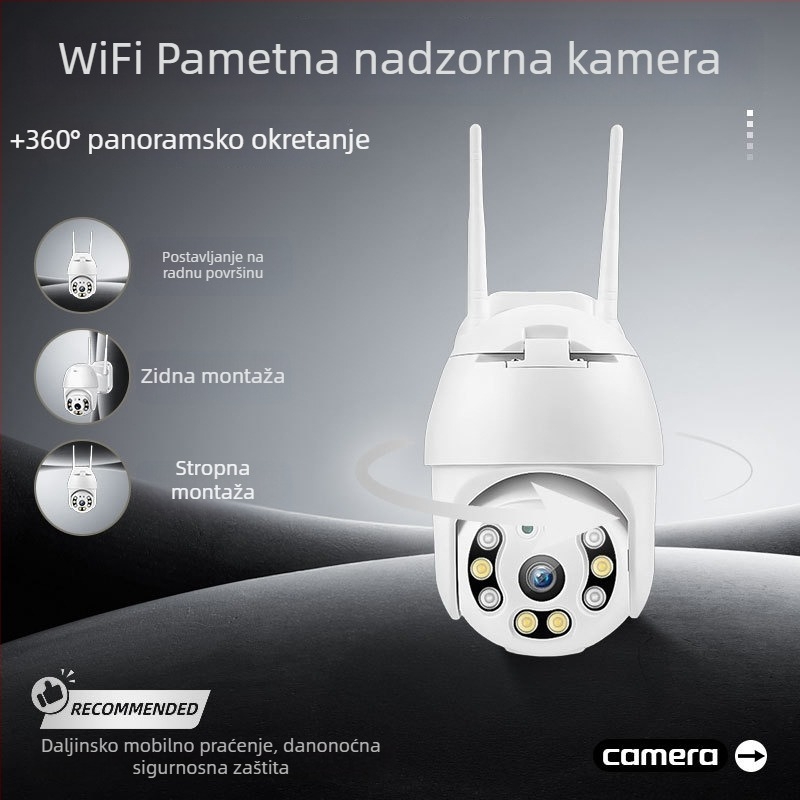 A12 HD Dome kamera, 2,5 inča, 1080p unutarnji/vanjski sigurnosni nadzor, 360° dvostruko osvjetljenje
