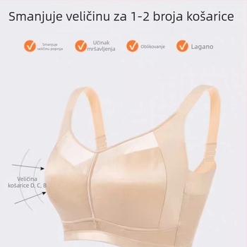 Plus veličine nešivani grudnjak za dojenje, prozračan, podesiv, vizualno smanjuje grudi