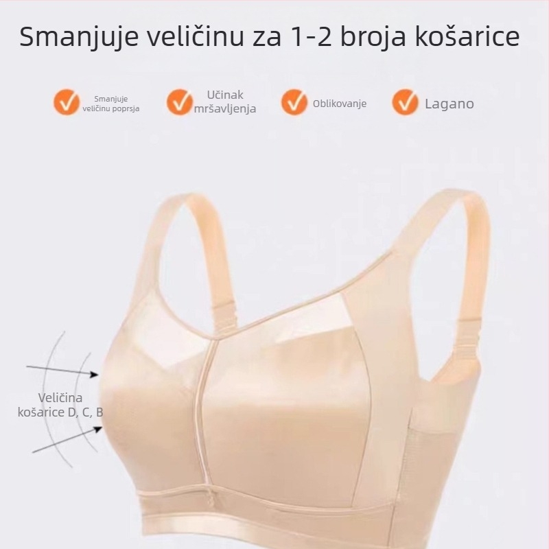Plus veličine nešivani grudnjak za dojenje, prozračan, podesiv, vizualno smanjuje grudi