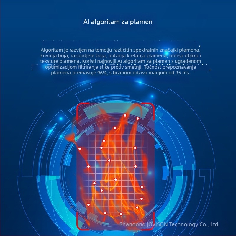 AI kamera za nadzor s prepoznavanjem požara i dima, vizualno upozorenje na požar i alarm plamena