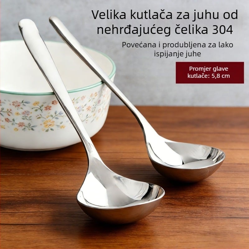 304 nehrđajući čelik, velika žlica za juhu s dugačkim drškom, za posluživanje juhe, kaše i riže