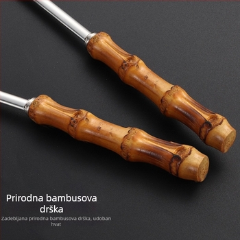 Žlica od nehrđajućeg čelika za lonac s bambusom držačem, ekstra velika žlica za kuhanje i kašu