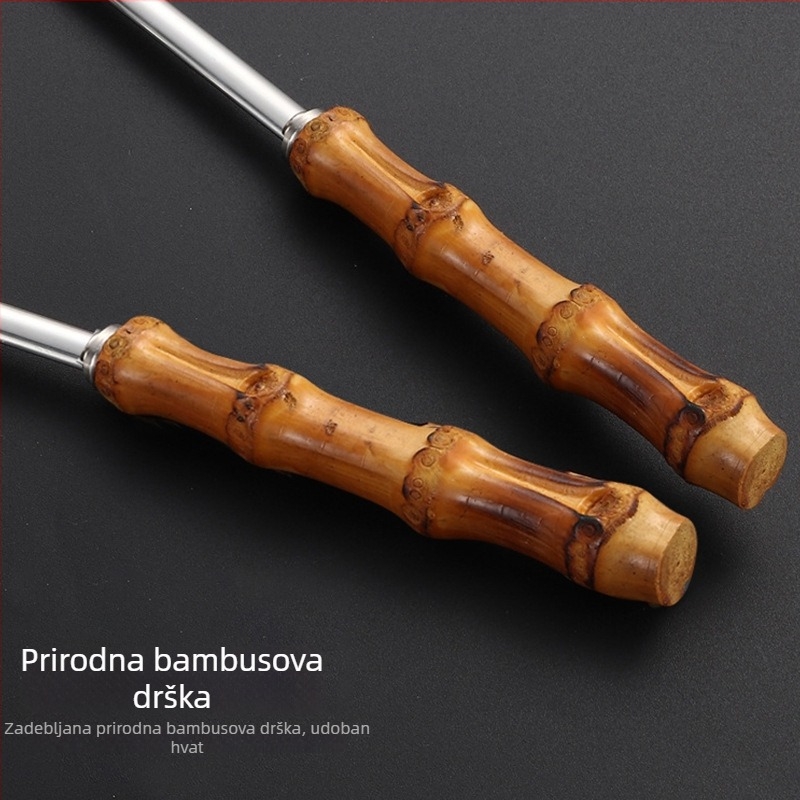 Žlica od nehrđajućeg čelika za lonac s bambusom držačem, ekstra velika žlica za kuhanje i kašu