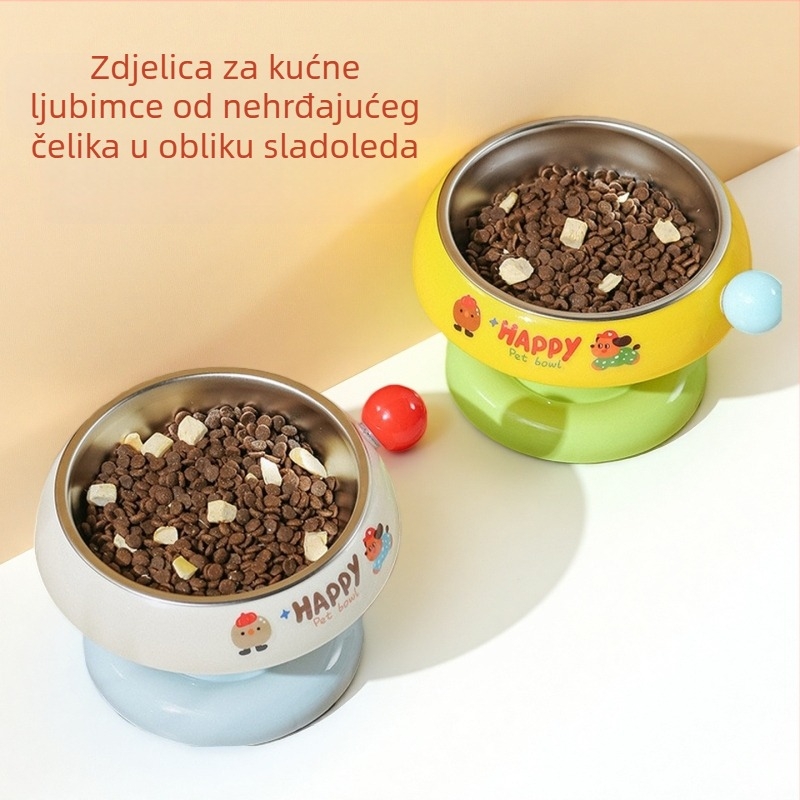 Miska za hranjenje mačaka i pasa od nehrđajućeg čelika, otporna na prevrtanje