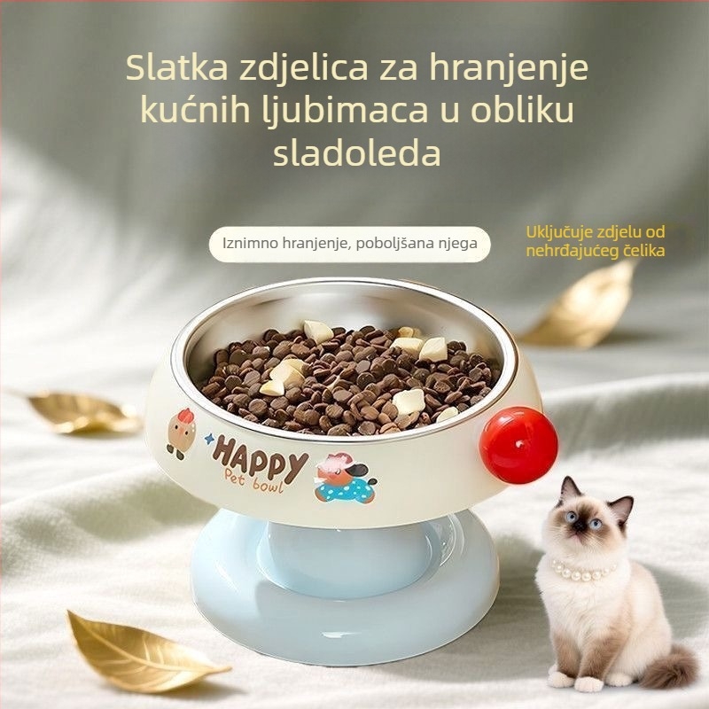 Miska za hranjenje mačaka i pasa od nehrđajućeg čelika, otporna na prevrtanje