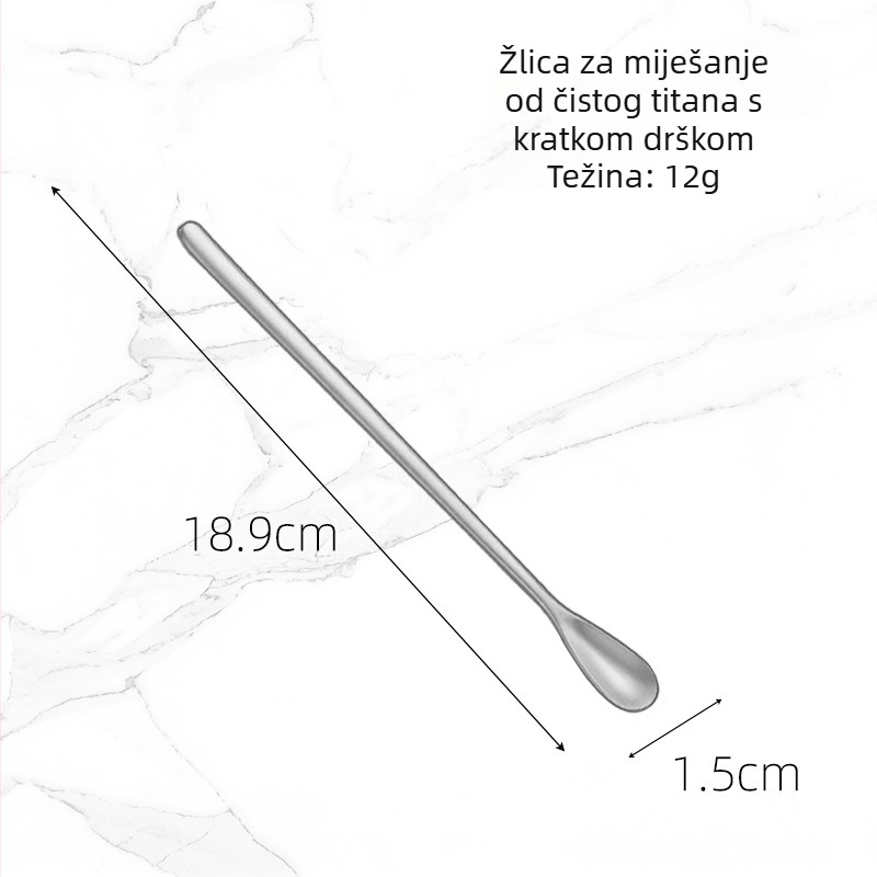 Žlica za miješanje od čistog titana s dugim držkom za kavu, mliječni prah, koktele i deserte