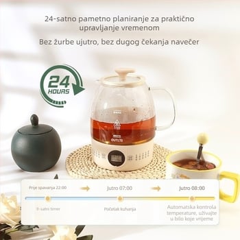 Čajnik za zdravlje za kućnu upotrebu, višefunkcijski, potpuno autonomni, stakleni kuhalo za čaj i toplu vodu, dvostruka funkcija parenja i kuhanja