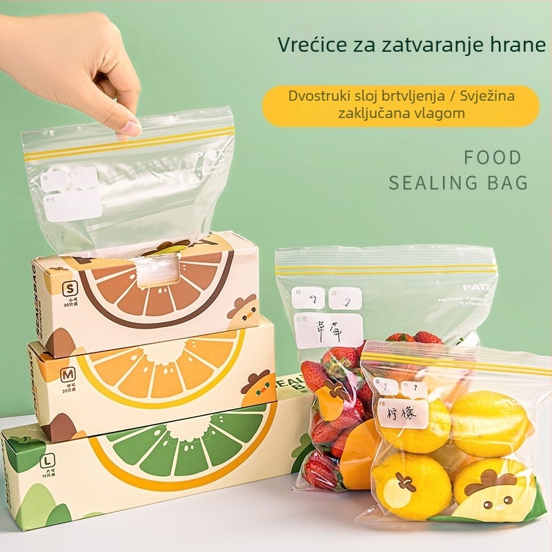 Torbe za čuvanje hrane visoke kvalitete za povrće i voće, antibakterijske vrećice za hladnjak i zamrzivač, PE zatvarač vrećice s pretincem za voće