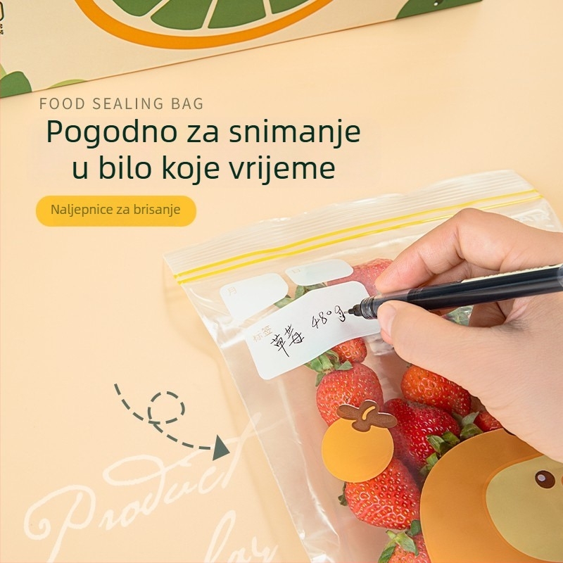 Torbe za čuvanje hrane visoke kvalitete za povrće i voće, antibakterijske vrećice za hladnjak i zamrzivač, PE zatvarač vrećice s pretincem za voće
