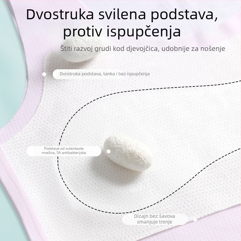 Prozračni grudnjak za trening u stilu veste za djevojčice 10–14 godina, puni košarica, bez žica, podstava od viskoze, sportski svakodnevni komad