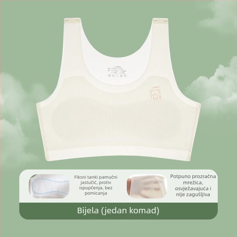 Prozračni grudnjak za trening u stilu veste za djevojčice 10–14 godina, puni košarica, bez žica, podstava od viskoze, sportski svakodnevni komad