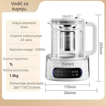 Zhenmi Čista Titanijska Zdravstvena Lončica Za Kućnu Upotrebu, Kompaktni Višenamjenski Automatski Grijač Vode, Lonac Za Čaj S Cvijećem, Uređaj Za Pripremu Čaja U Uredu