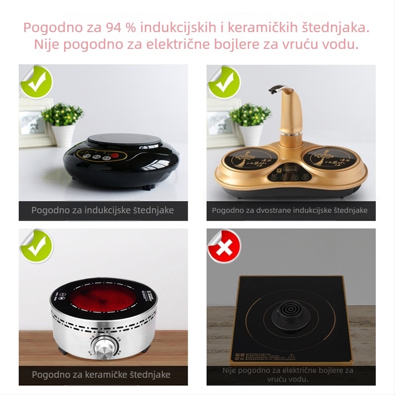 Set čaja od visokos borosilikatnog stakla s pladnjem za čaj, sterilizatorom, šalicama, čajnikom, staklenim lončićem i dodatnim priborom