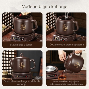 Dekocijska posuda od ljubičaste glinene, 1000W, potpuno automatska, odvojiva, za kineske lijekove, kućna keramička električna posuda za kuhanje biljaka, kapacitet 3-4 L