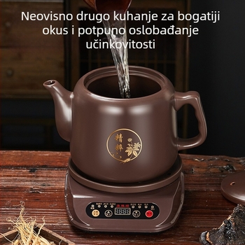 Dekocijska posuda od ljubičaste glinene, 1000W, potpuno automatska, odvojiva, za kineske lijekove, kućna keramička električna posuda za kuhanje biljaka, kapacitet 3-4 L