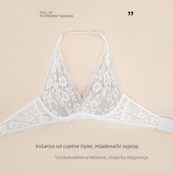 Nova grudnjaka u francuskom stilu za male grudi, s blagim podizanjem, lijepim leđima, čipkasti halter grudnjak bez žice, mekani oslonac