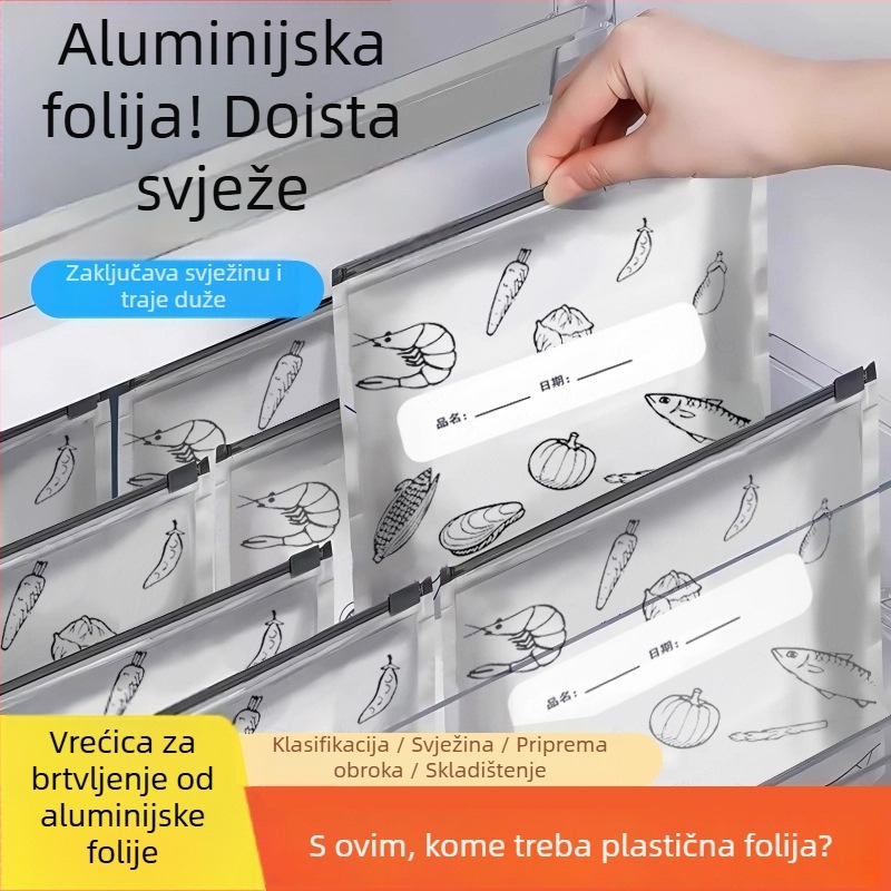 Vrećice od aluminijske folije za čuvanje hrane u kućnom hladnjaku, sa zatvaračem na zip, prehrambene kvalitete