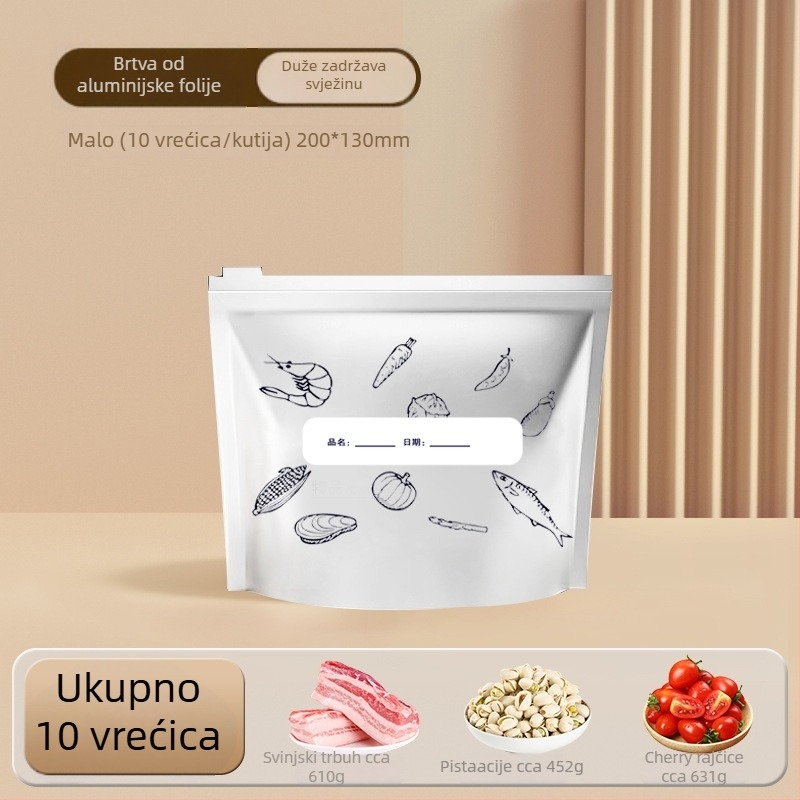 Vrećice od aluminijske folije za čuvanje hrane u kućnom hladnjaku, sa zatvaračem na zip, prehrambene kvalitete