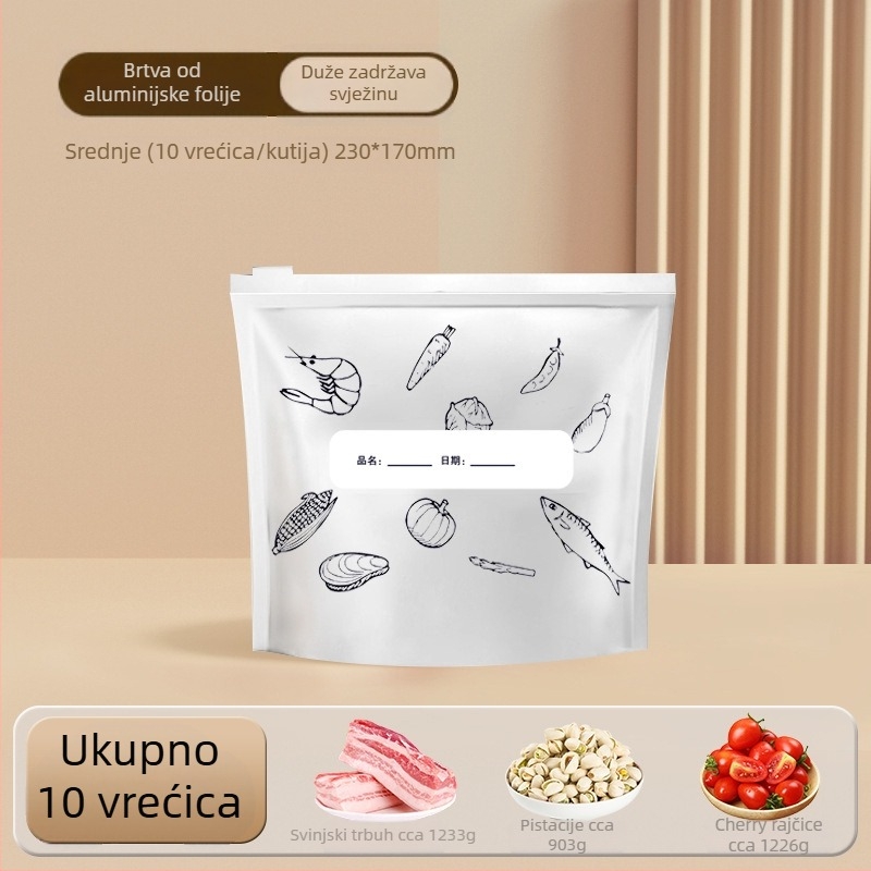 Vrećice od aluminijske folije za čuvanje hrane u kućnom hladnjaku, sa zatvaračem na zip, prehrambene kvalitete
