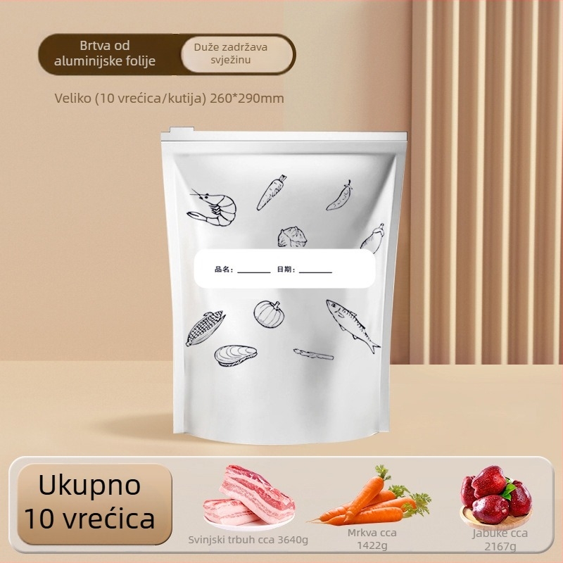 Vrećice od aluminijske folije za čuvanje hrane u kućnom hladnjaku, sa zatvaračem na zip, prehrambene kvalitete