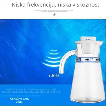 Električna kanta za vodu s niskofrekvencijskim rezonancijama 7,8 Hz za vodu s malim molekulama, kapacitet 2,3 L, digitalno dodirno upravljanje, kućište od PC plastike.