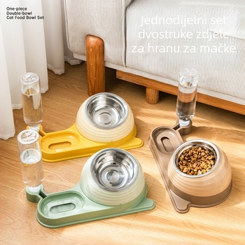 Trojedna posuda za hranjenje i vodu kućnim ljubimcima s nagnutim rubom, zaštita vrata, protuklizna i spora prehrana.