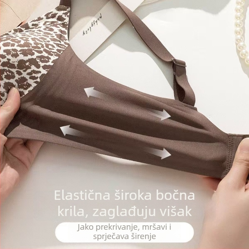 Leopard uzorak bežični grudnjak za žene s malim grudima, udobna mekana podrška, bez žice, oblikovanje bočnih dojki, protiv opuštanja
