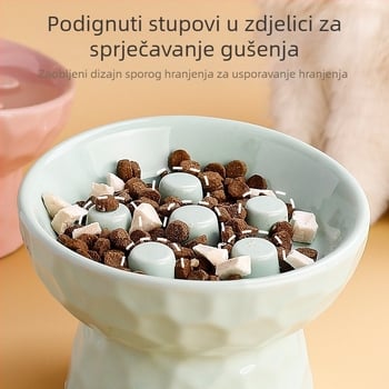 Keramička visoka zdjelica za sporo hranjenje s kosim rubom za mačke i pse, zdjela za hranu i vodu, sprječava prolijevanje