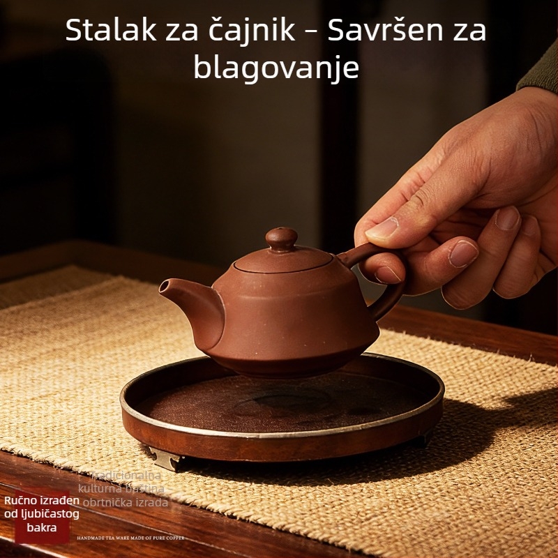 Čista bakrena trokraka izolacijska podloška za retro čajnik, dodatak Kung Fu čajnom setu, baza za ugljenom peć, ručna izrada