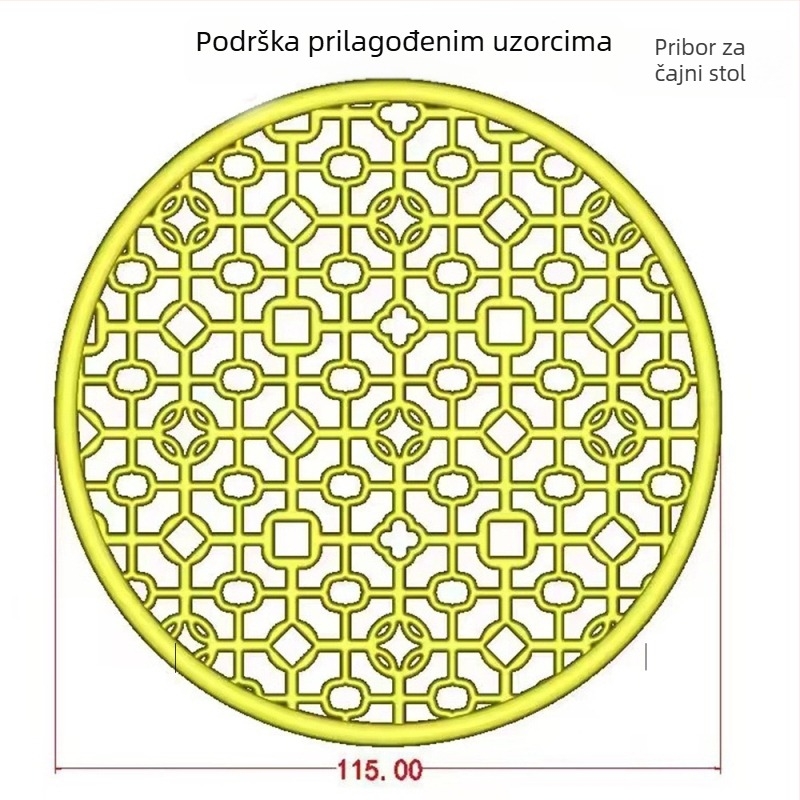 Drveni dodaci za čajnu tacnu: toplinski izolacijska metalna podloga, nosač za čajnik i odvodni list