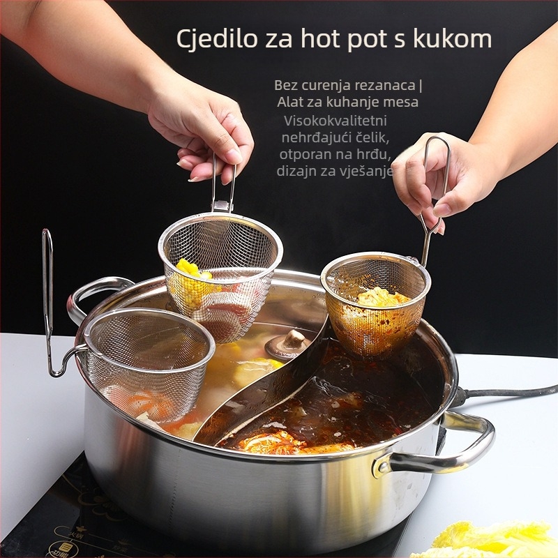 Nehrđajući čelična žlica za lonac s finom mrežom, kuhinjska žlica sa cjedilom i filtr za prženje