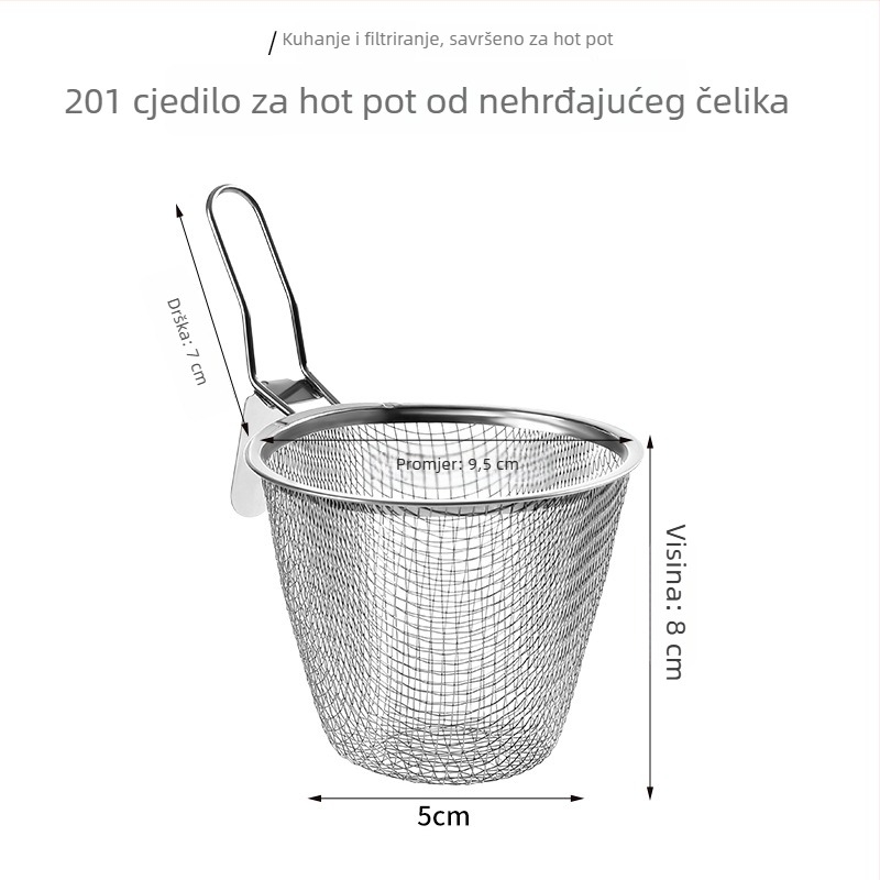 Nehrđajući čelična žlica za lonac s finom mrežom, kuhinjska žlica sa cjedilom i filtr za prženje