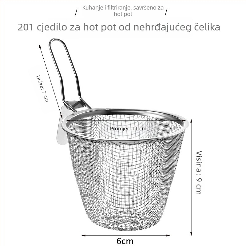 Nehrđajući čelična žlica za lonac s finom mrežom, kuhinjska žlica sa cjedilom i filtr za prženje