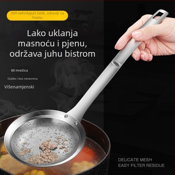 304 nehrđajući čelik: žlica-filtr za uklanjanje pjene i odvajanje ulja, kuhinjska žlica za filtriranje sojinog mlijeka, alat za štednju ulja