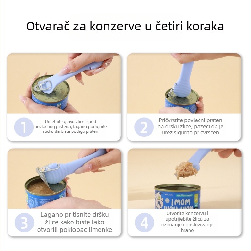 Silikonski poklopac za konzerve s žličicom za kućne ljubimce — otvarač i brtveni alat