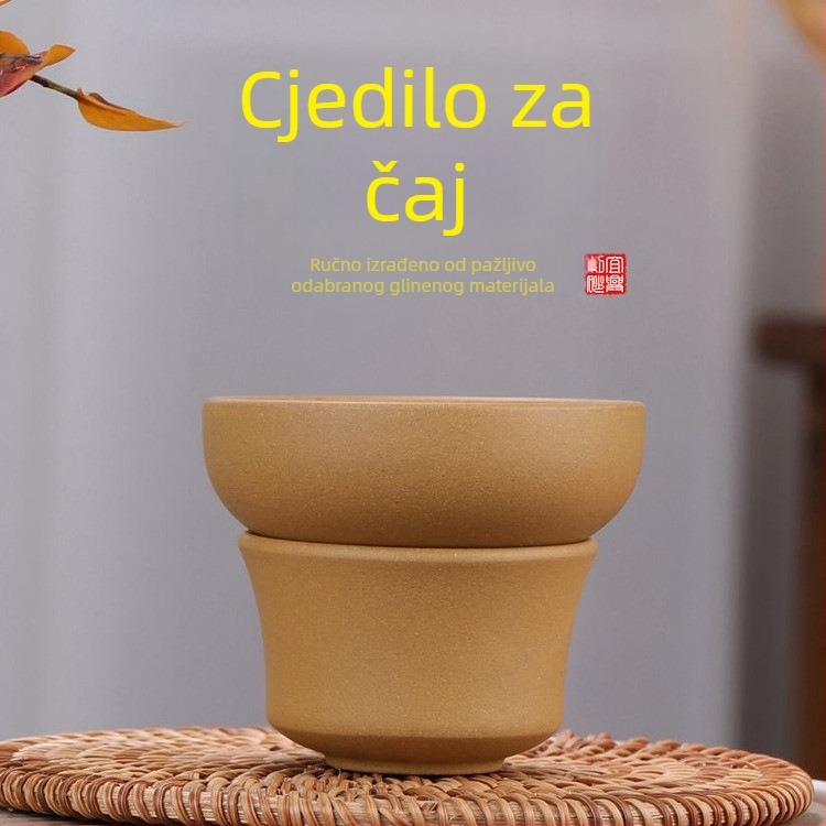 Čajnik od Yixing ljubičaste glinene, ručno izrađen, žuta glina, Gongdao šalica za čaj i čajna cjedilica, mali kapacitet, kućni čajni set