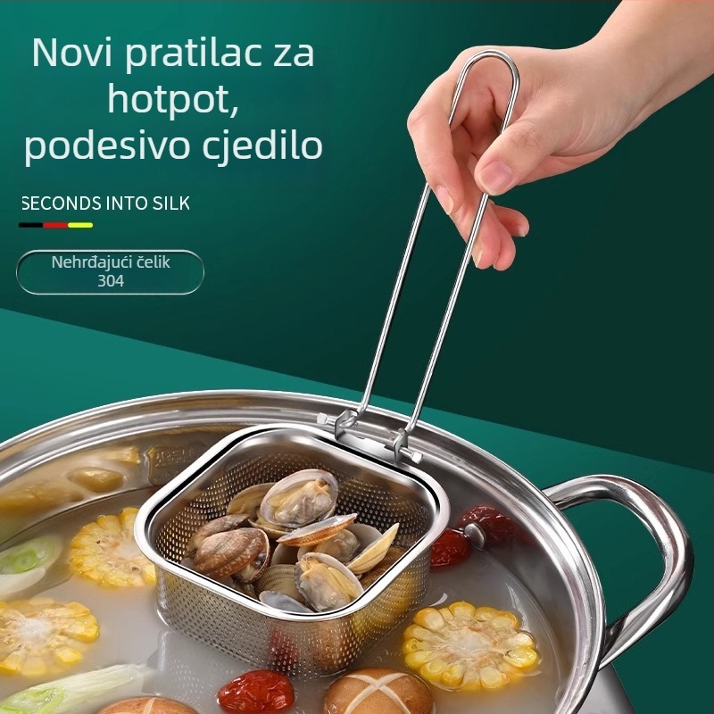 Filter od nehrđajućeg čelika 304 za vruću lonac, cediljka za rezance, za prženje, kuhinja s rubom za vješanje