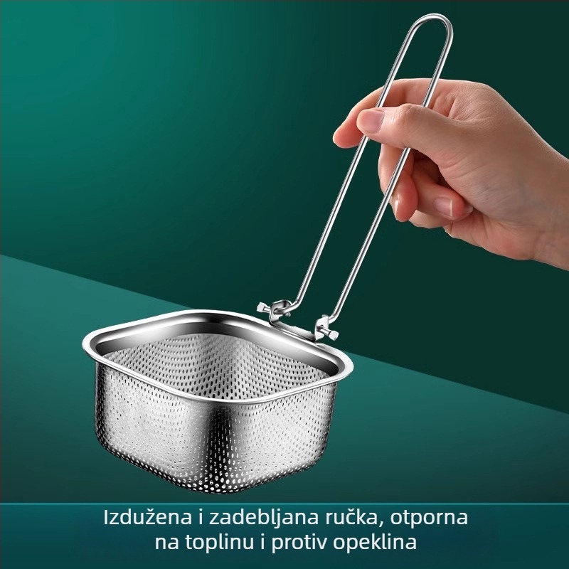 Filter od nehrđajućeg čelika 304 za vruću lonac, cediljka za rezance, za prženje, kuhinja s rubom za vješanje