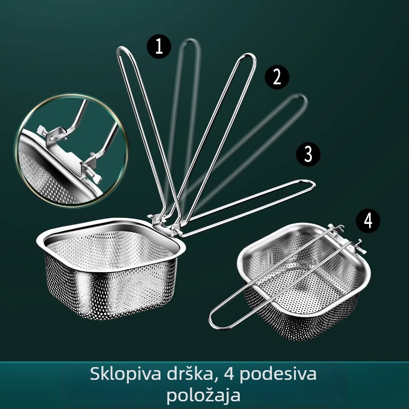 Filter od nehrđajućeg čelika 304 za vruću lonac, cediljka za rezance, za prženje, kuhinja s rubom za vješanje