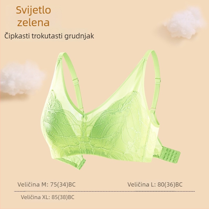 Sexy čipkasti grudnjak u franuskome stilu s trokutastim košaricama, ultra-tanke oblikovane košarice, udoban i nježan prema koži