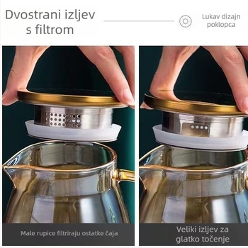 Bočica za hladnu vodu od nehrđajućeg čelika 304, s poklopcem za filtriranje i zlatnim poklopcem, nordijski dizajn