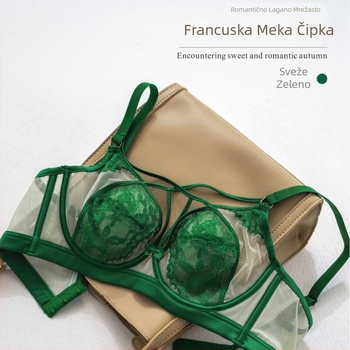 Francuski stil lagani čipkasti grudnjak za žene, prozračni dizajn, ultra-tanke šalice od lateksa s memorijskom pjenom, mekana potpora, prozračan i udoban, push-up