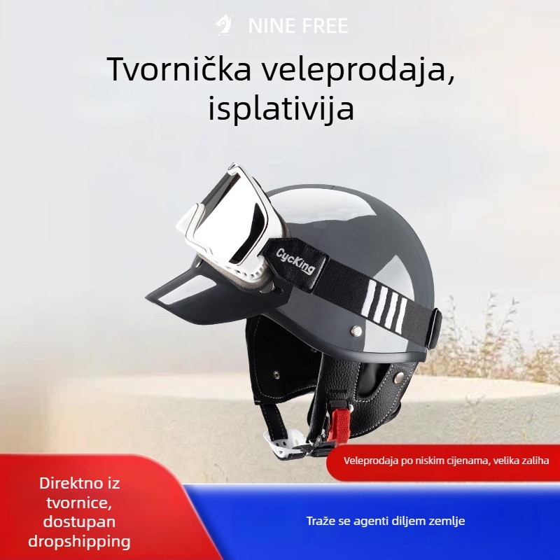 Polu kaciga u retro japanskom stilu za električne bicikle i motocikle, unisex, za sve sezone, DOT certifikat