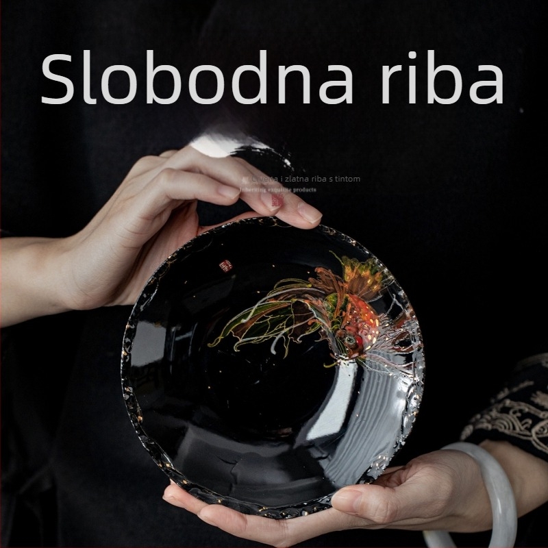 Ručno oslikana podstava za čajnik s dizajnom Xiyao ribe, vintage keramička podstava za čajnik, termički otporna podloga za čajnu ceremoniju